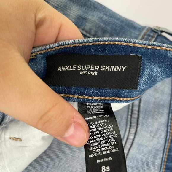 Express ankle super skinny mid rise color block jeans size 8s - Picture 10 of 16